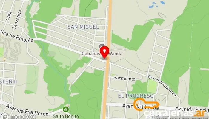 mapa de Wanda Tienda de minerales en Puerto Iguazú