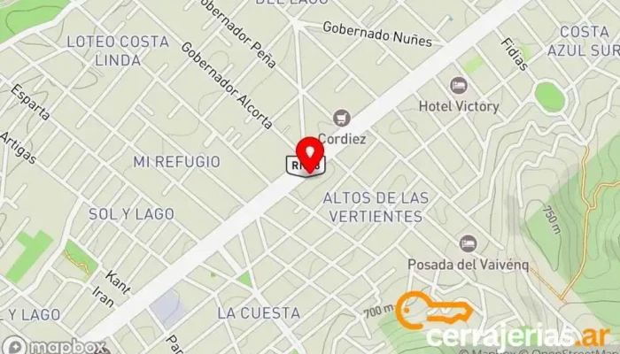 mapa de Wooden Hotel Alojamiento con servicio en Villa Carlos Paz