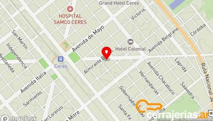mapa de Yocco Aberturas Oficinas de empresa en Ceres