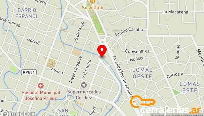 mapa de Zetta Mix aberturas de aluminio  en Villa Allende